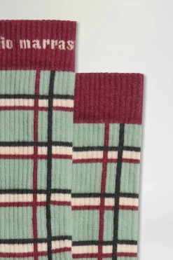 Accessori Morbidi|Uomo^Antonio Marras Calze a Quadri Verdi e Bordeaux