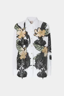 Camicie E Bluse^Antonio Marras Camicia Bianca Ibiscus Patchworks