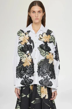 Camicie E Bluse^Antonio Marras Camicia Bianca Ibiscus Patchworks