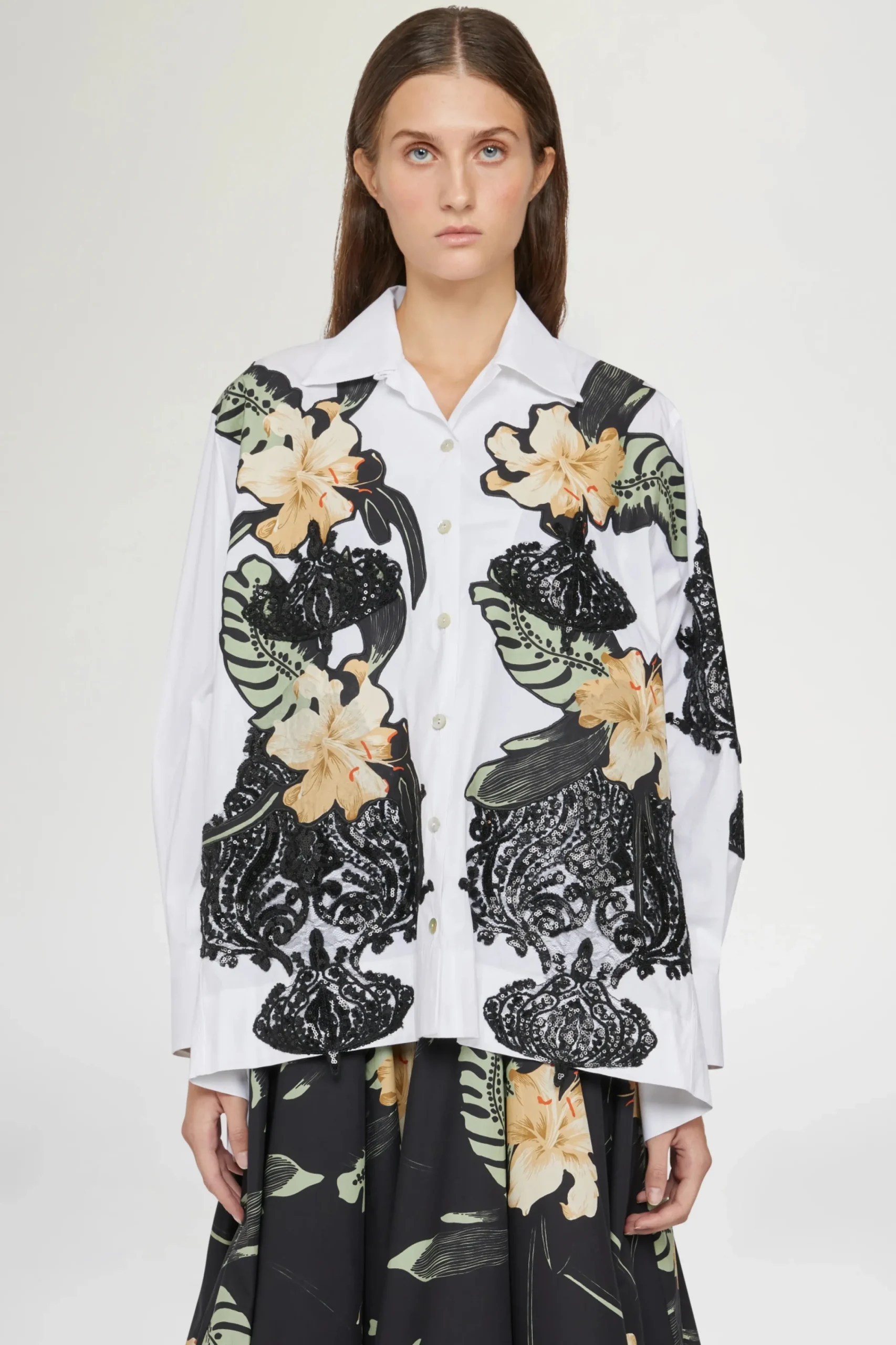 Camicie E Bluse^Antonio Marras Camicia Bianca Ibiscus Patchworks