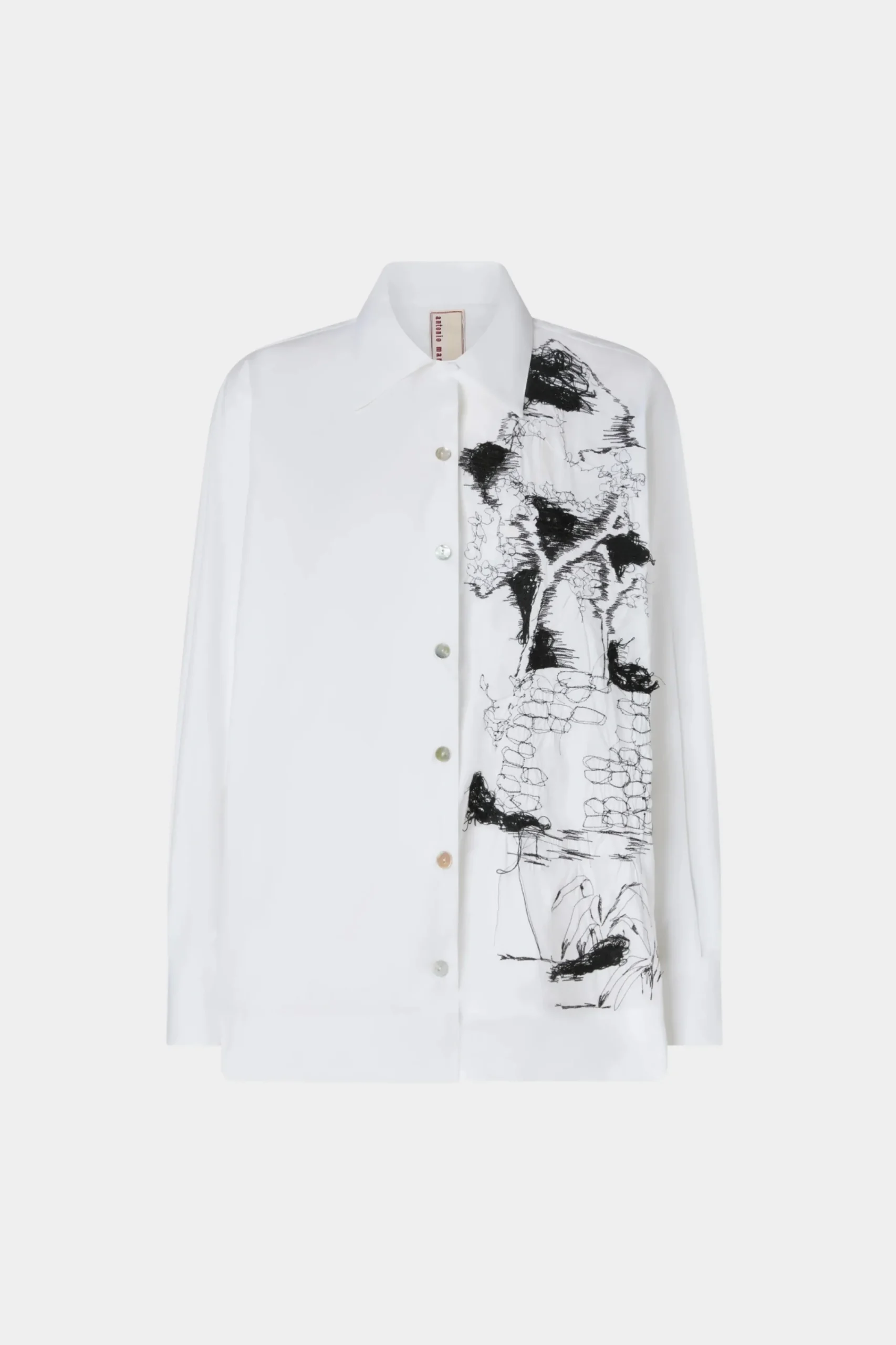 Camicie E Bluse^Antonio Marras Camicia Bianca Ricami Neri