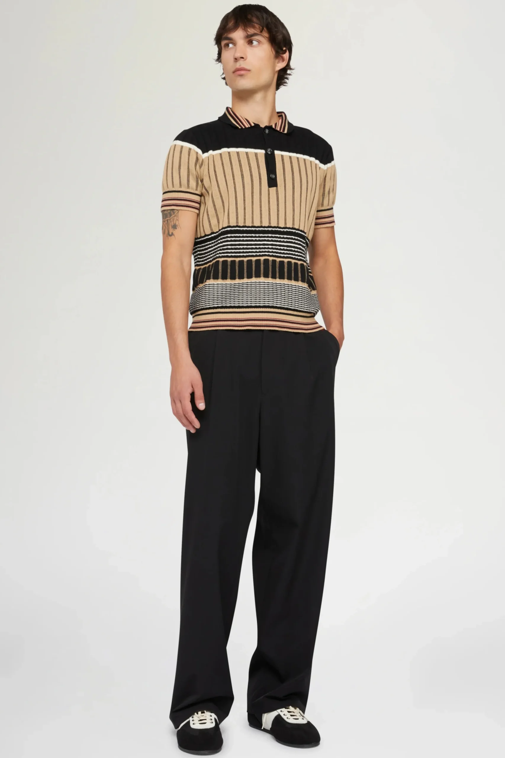 Uomo^Antonio Marras Polo in Maglia Beige & Nera
