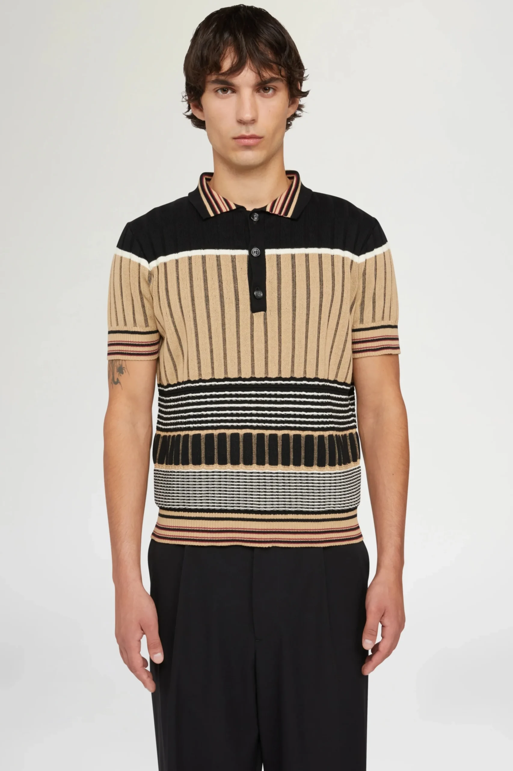 Uomo^Antonio Marras Polo in Maglia Beige & Nera